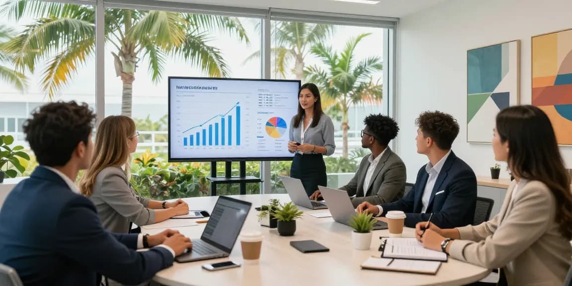 Executives collaborating in a modern Palm Beach office, focusing on executive jobs in Palm Beach.