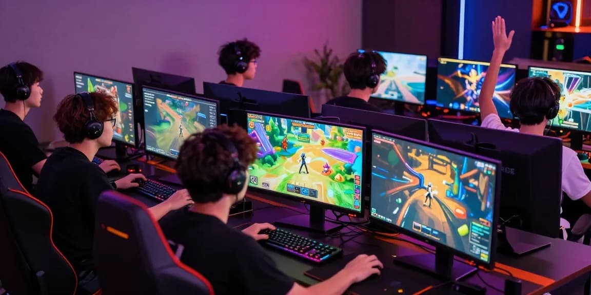 Players enjoying immersive gaming experience on 7meter platform with vibrant graphics.