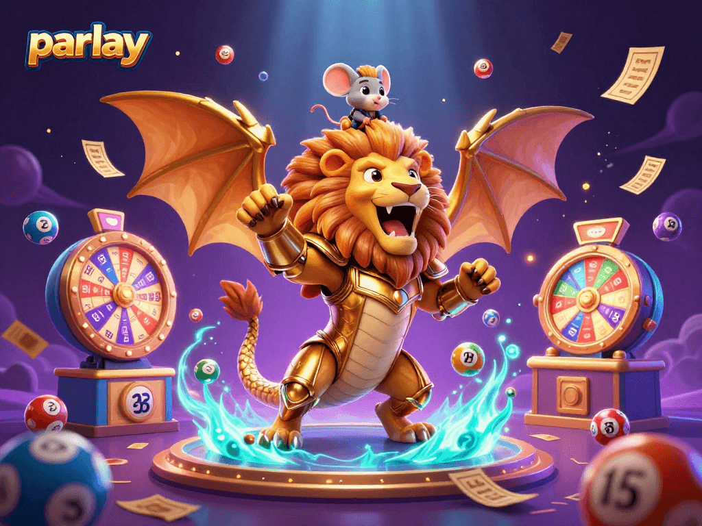 Experience a thrilling parlay with a 3D chimera champion amidst vibrant casino elements!