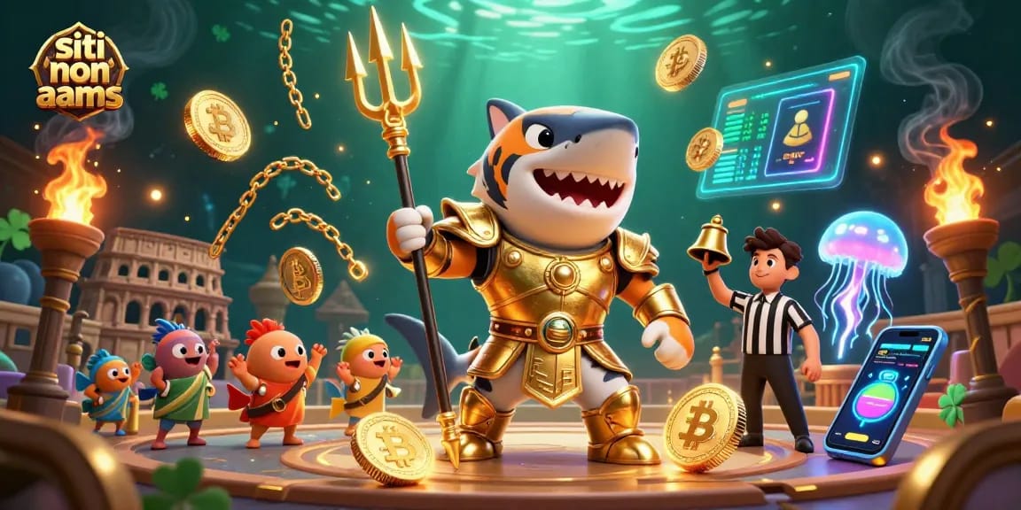 Gioca su siti non aams con il feroce squalo tigre in armatura dorata e simboli crypto lucenti