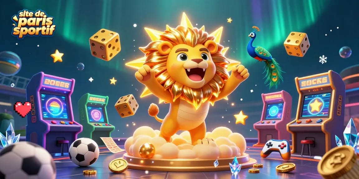 Découvrez le site de paris sportif avec un lion triomphant entouré d'éléments de paris.