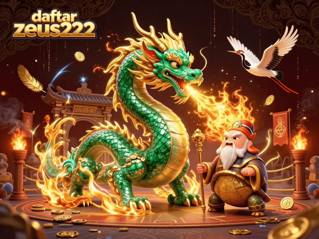 Engage with daftar zeus222 through thrilling 3D illustration showcasing unique gaming elements.