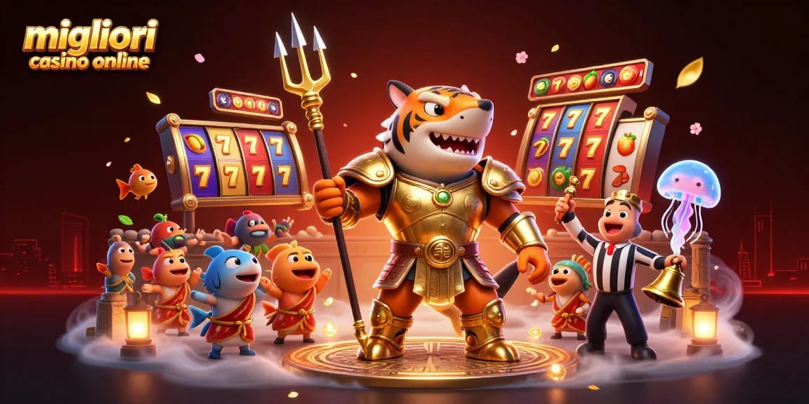 Migliori casinò online che mostrano dinamiche azioni di slot con uno squalo cartone animato in armatura da gladiatore