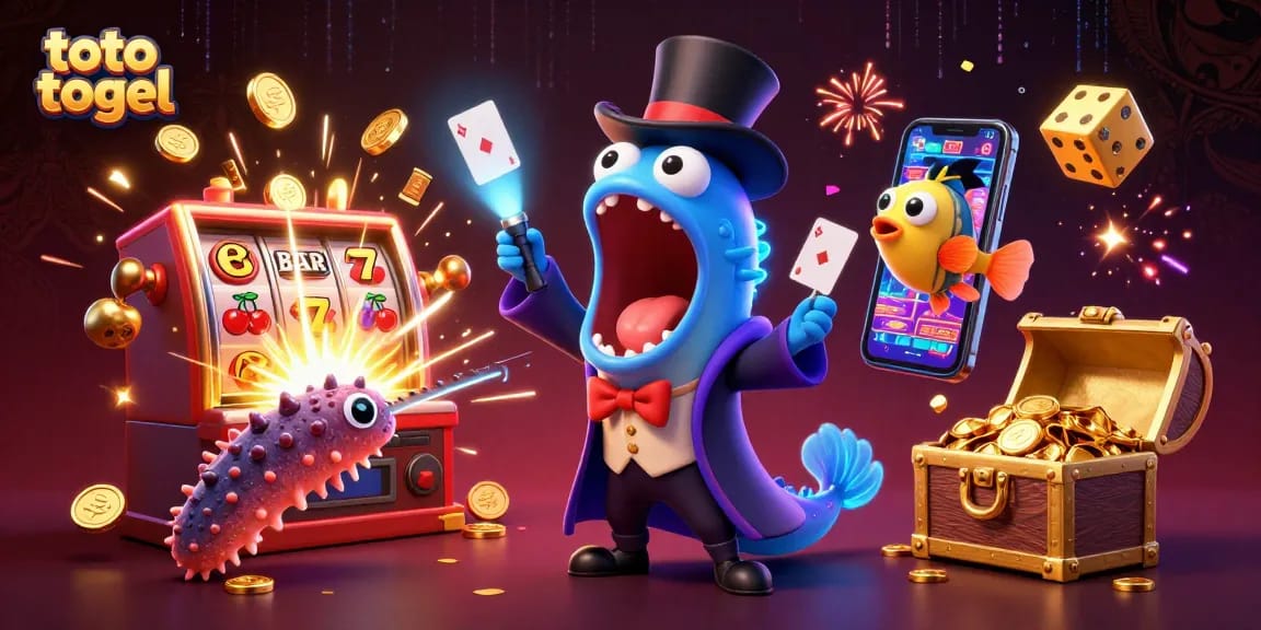 Engage in thrilling toto togel gameplay with vibrant casino elements in this dynamic illustration.