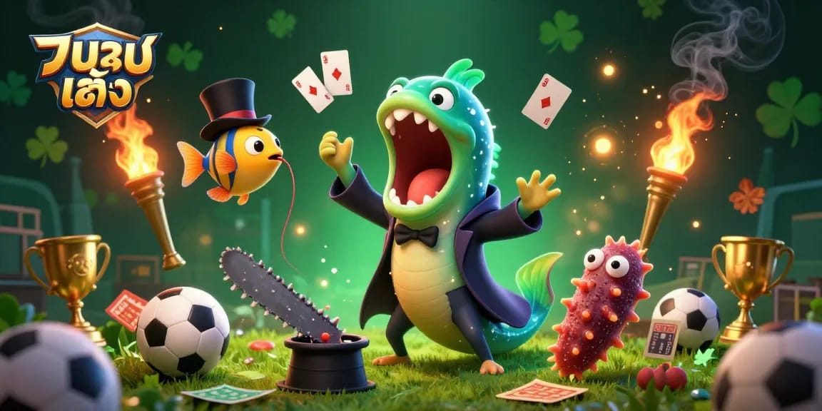 Experience thrilling แทงบอลเต็ง action as a deep-sea eel performs amazing card tricks in a vibrant 3D scene.
