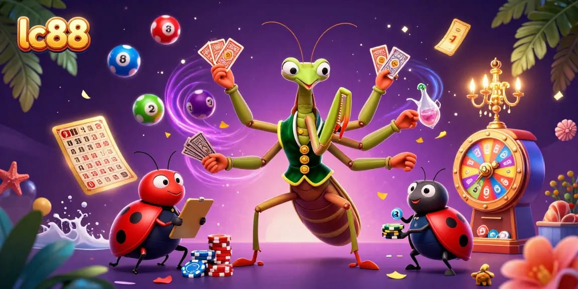 Experience thrilling gaming opportunities at lc88 with vibrant lottery and casino scenes dynamically unfolding.