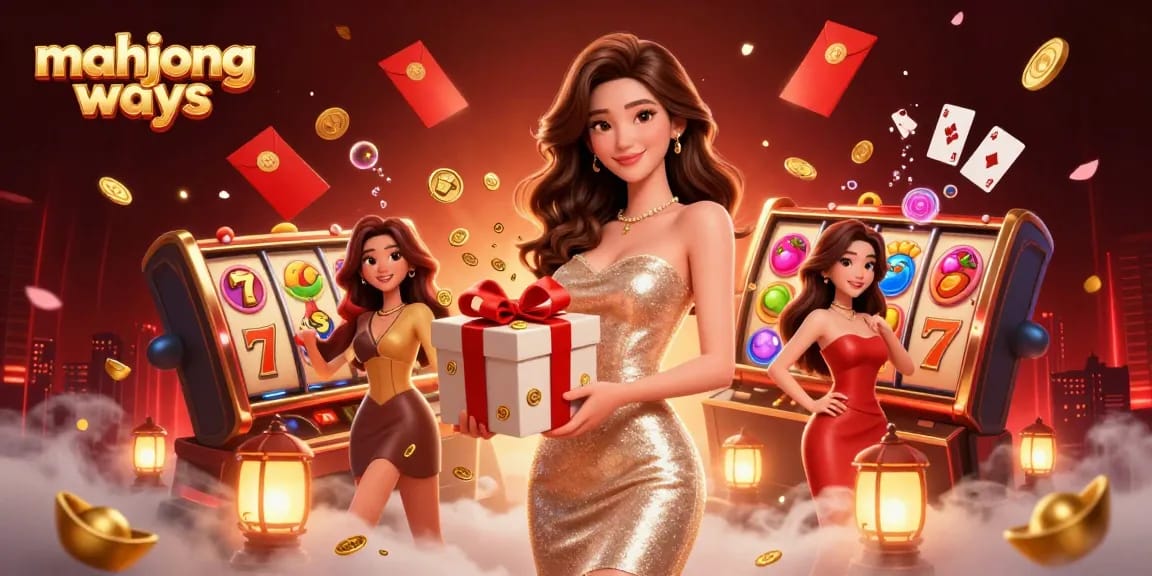 Engage with thrilling mahjong ways slot action as vibrant symbols and festive elements create a captivating casino scene.