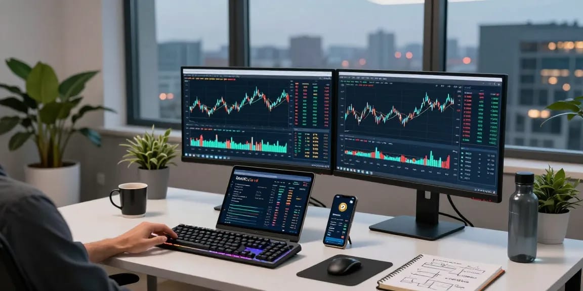 money6x.com make money online in a professional trading setup showcasing cryptocurrency charts and digital wallets.
