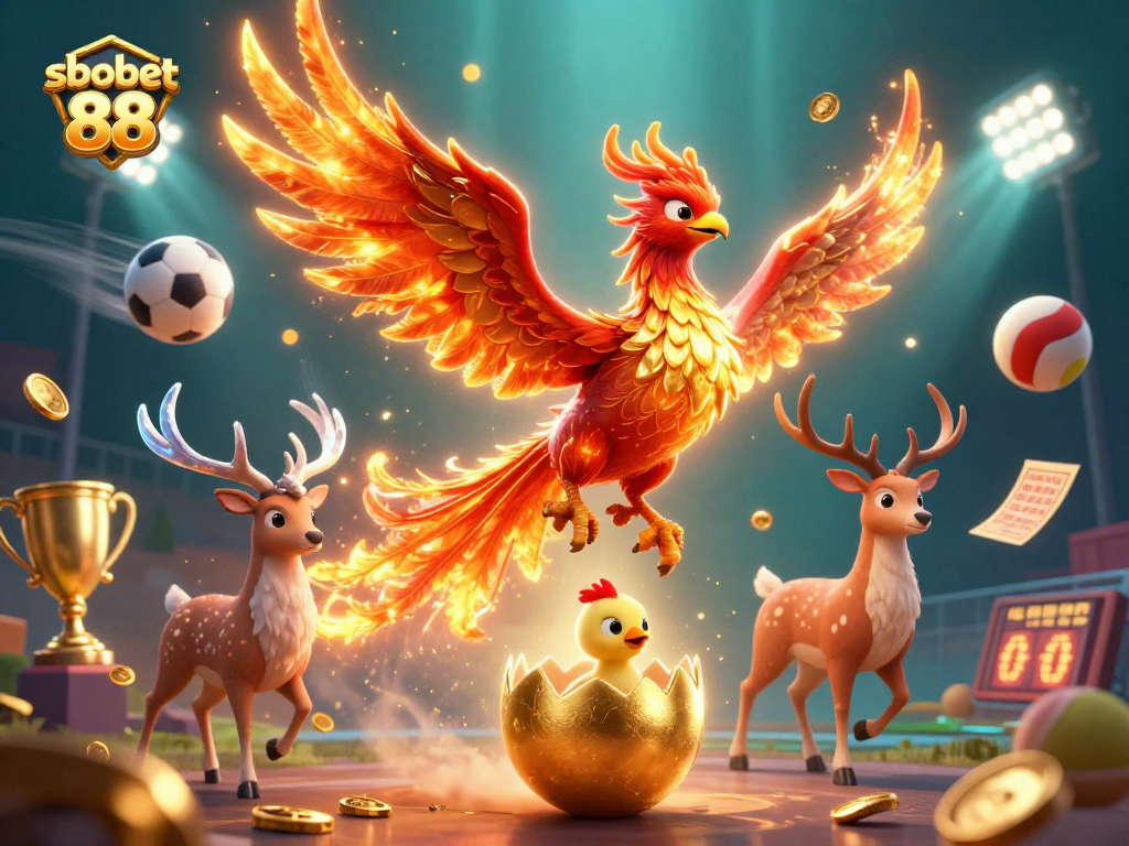 Experience sbobet 88 with thrilling sports action, featuring phoenixes and dynamic elements.