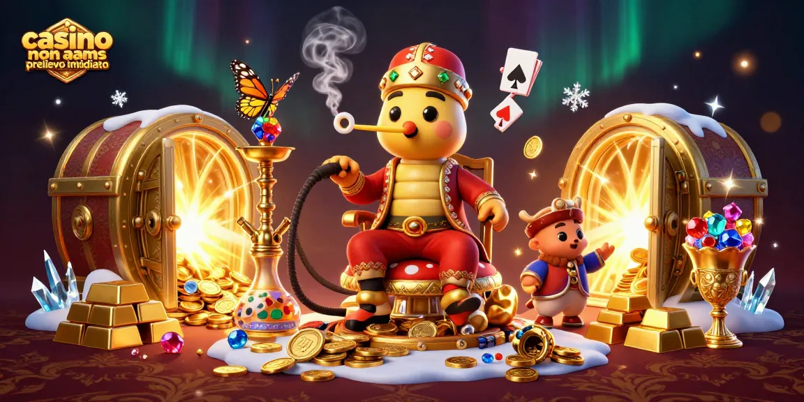 Visualizza il casinò non AAMS prelievo immediato con personaggi che simbolizzano vincite e tesori.