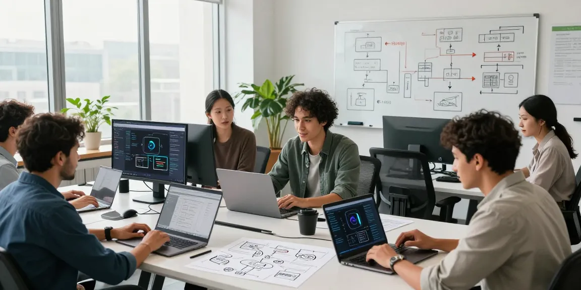 AI image detector in action, showcasing a diverse team evaluating AI-generated images in a modern tech workspace.