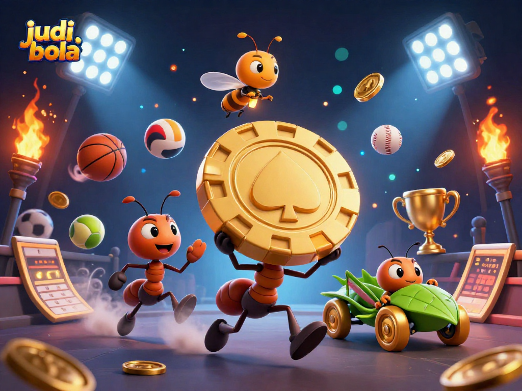 Engage in judi bola excitement with ants pulling off a golden poker chip heist!