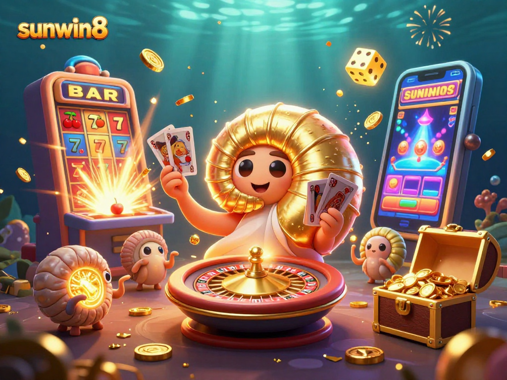 Experience exciting games at sunwin8 with a giant nautilus, glowing ammonites, and jackpot elements!