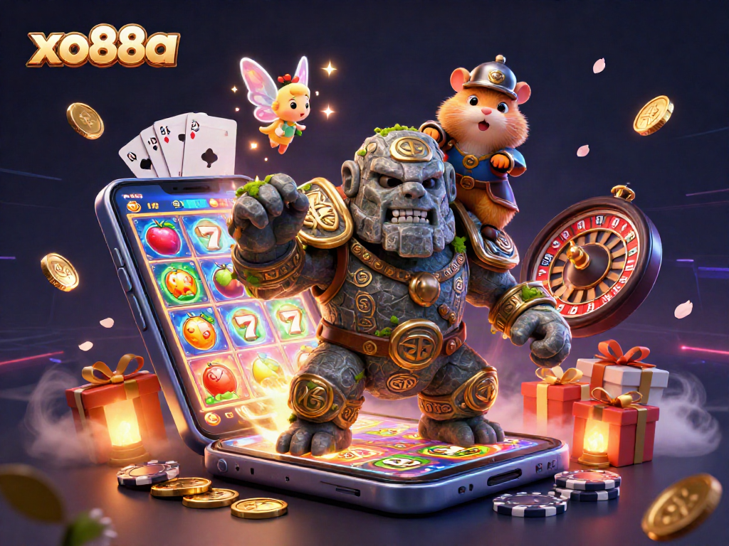 Spin the reels and win big with xo88a's magical casino adventure illustration.