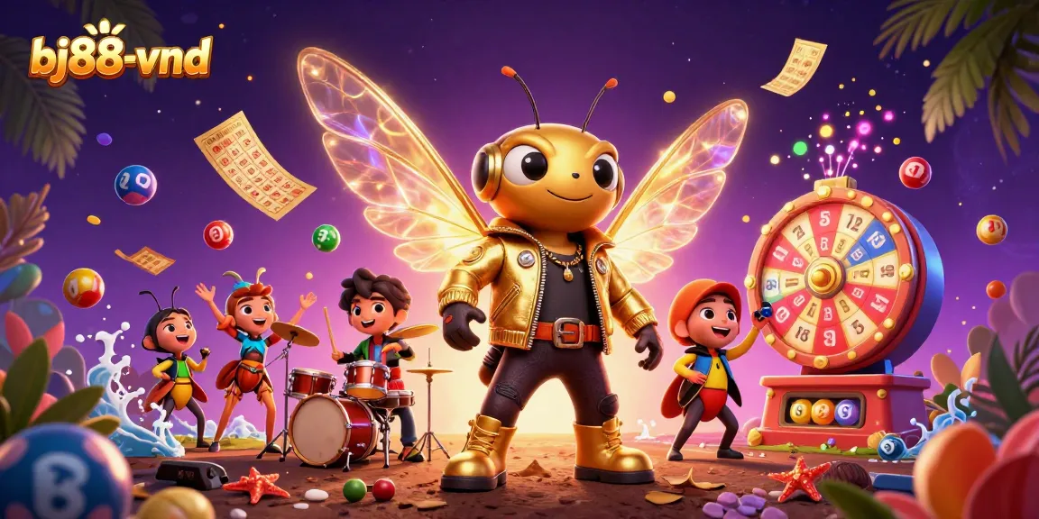Experience the excitement at bj88-vnd with vibrant lottery elements and energetic characters.