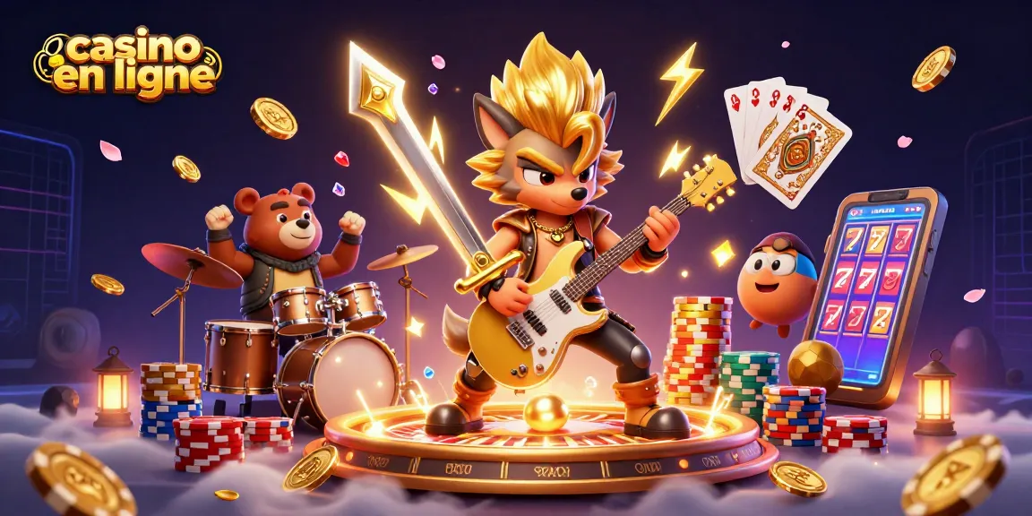 Profitez des jeux passionnants de casino en ligne avec cette illustration dynamique de personnages cartoon