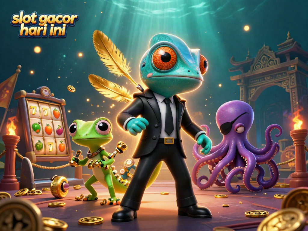 Engage with slot gacor hari ini surrounded by vibrant casino elements and dynamic characters in this ultra-detailed scene.