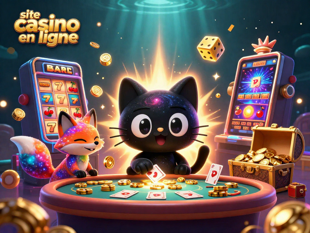 Jouer sur un site casino en ligne dans une scène vibrante avec des personnages et des éléments de jeu dynamiques.