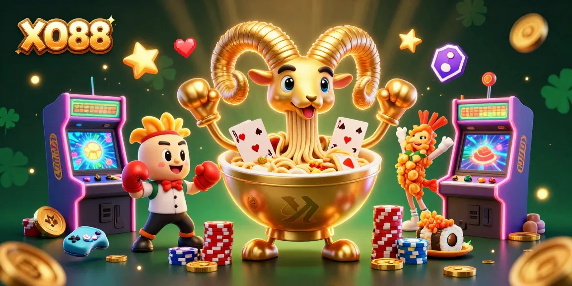 Engage with exciting games at XO88, featuring vibrant 3D characters and dynamic casino elements.