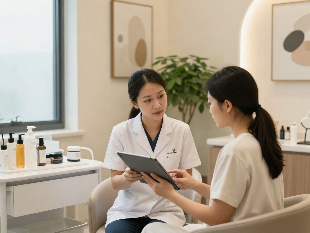 ClinicEvo vs QOVES comparison in a modern clinic, showcasing facial analysis.