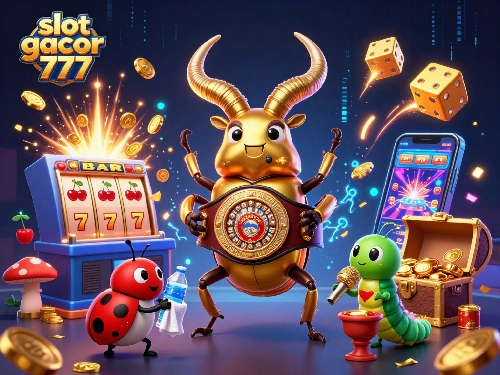 Experience the excitement of slot gacor 777 with dynamic 3D casino illustrations and animated gaming elements.