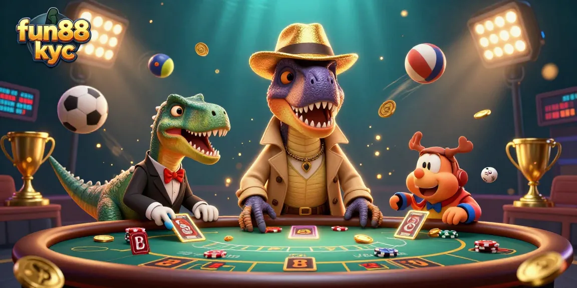 Khám phá thú vị của fun88 kyc qua hình ảnh minh họa các nhân vật cùng khoảnh khắc cá cược độc đáo.
