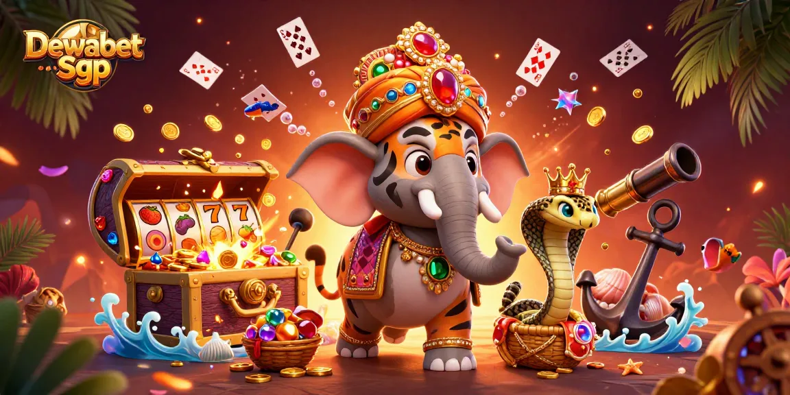 Engage with Dewabet Sgp in this vibrant and dynamic 3D casino-themed illustration.