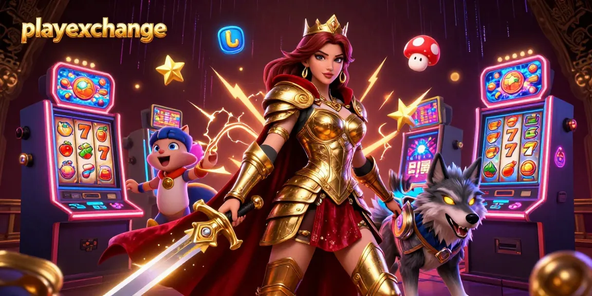 Engage with playexchange to spin vibrant slots alongside a warrior queen and her glowing wolf companion.