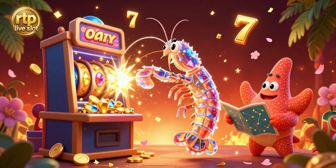 Engage in the excitement of rtp live slot with a galactic samurai mantis shrimp surrounded by glowing slot elements.