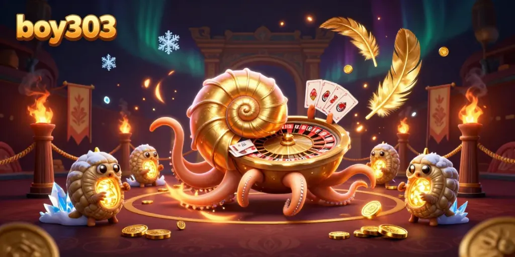 Engage in thrilling gaming experiences with boy303's dynamic casino illustration showcasing winning elements.