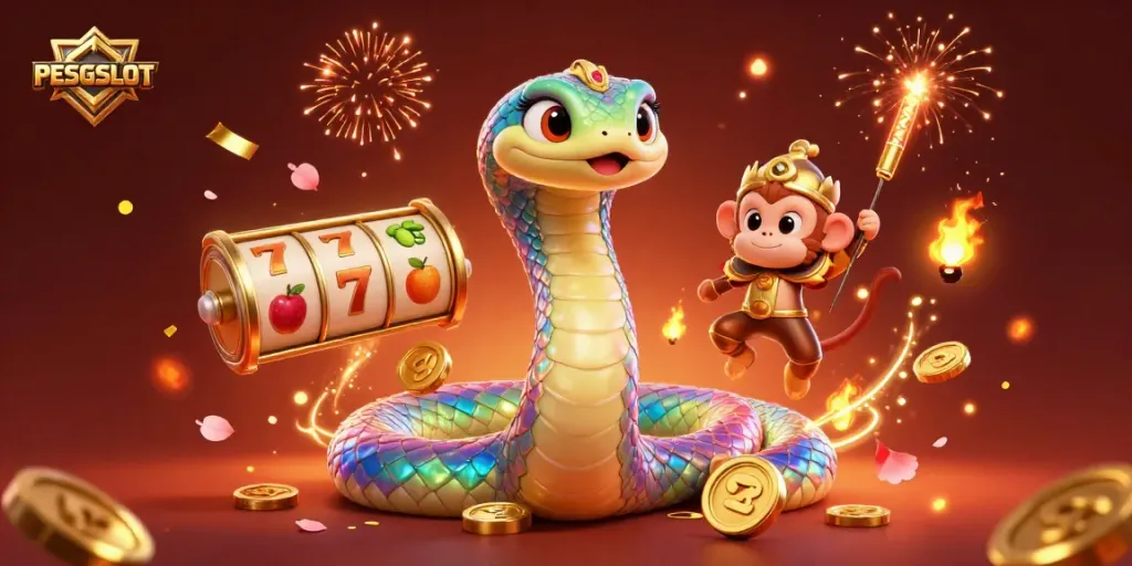 Gabungkan PESGSLOT dengan slot reel, simbol buah, dan jackpot dalam ilustrasi 3D yang menakjubkan.