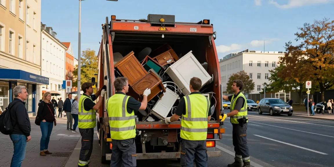 Sperrmüllabholung 80 Euro Berlin team collecting bulky waste in urban setting