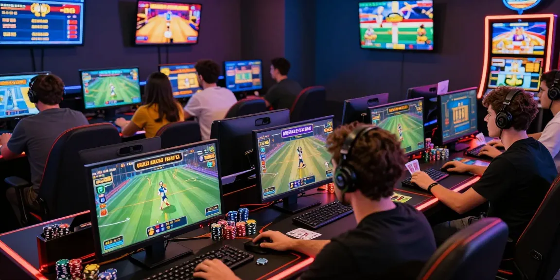 Engaged gamers exploring link raja328 in a vibrant online casino environment, showcasing thrilling slot and sports betting.