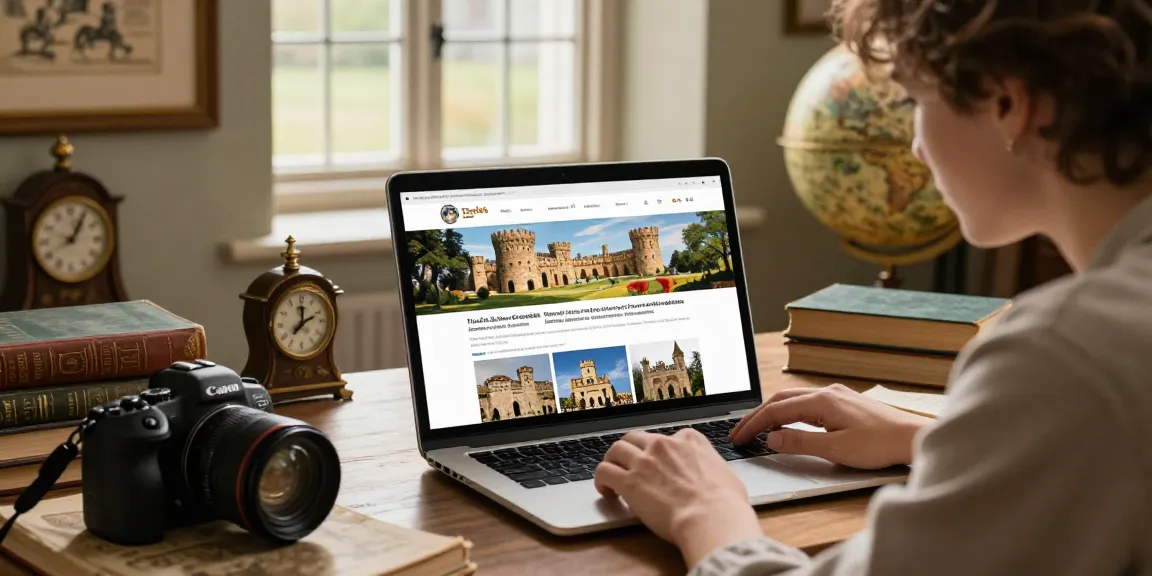 Discover Tynte's Castle's rich historical narratives through user engagement on a laptop, blending technology with heritage exploration.