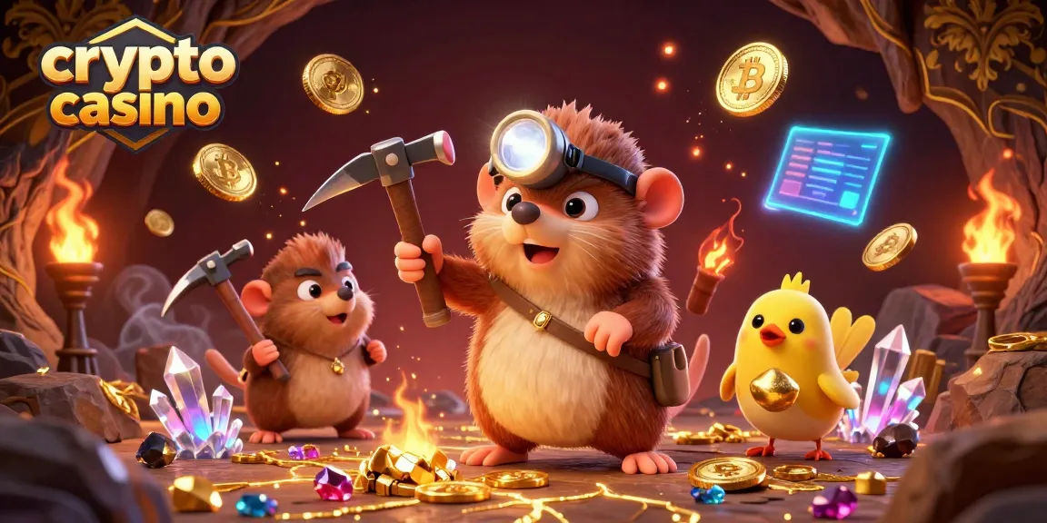 Gagnez au crypto casino avec des pièces de Bitcoin et Ethereum dans un décor captivant.