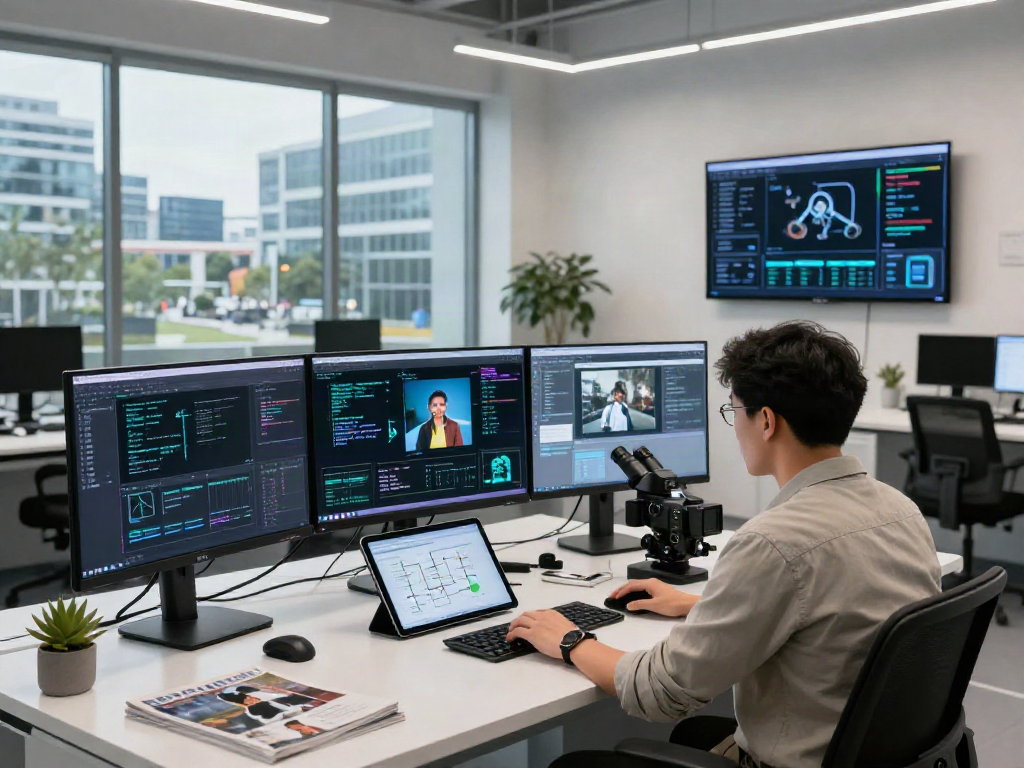 AI Image Detection analysis in a modern tech lab showcasing advanced detection algorithms and real-time metrics.