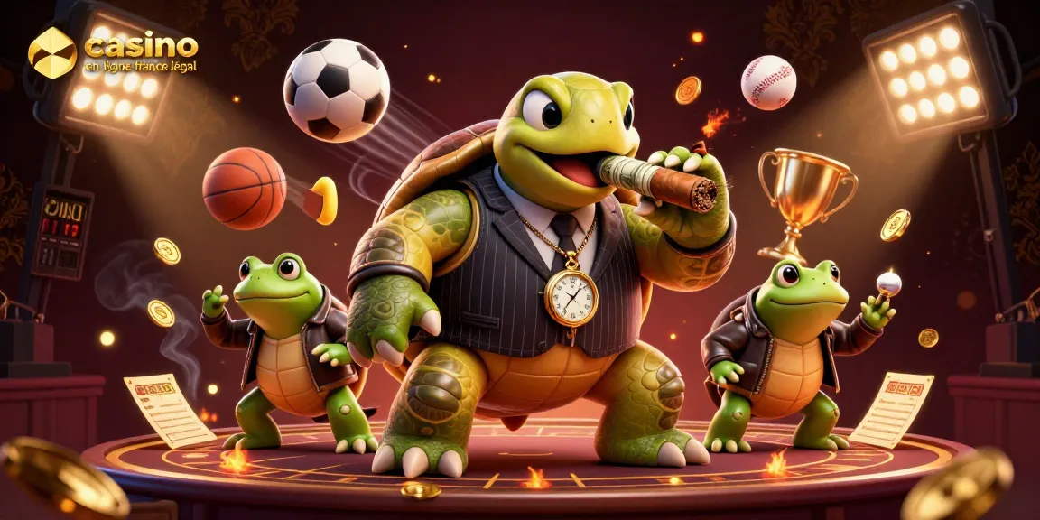 Un jeu captivant de casino en ligne France légal avec une tortue mobster et grenouilles.