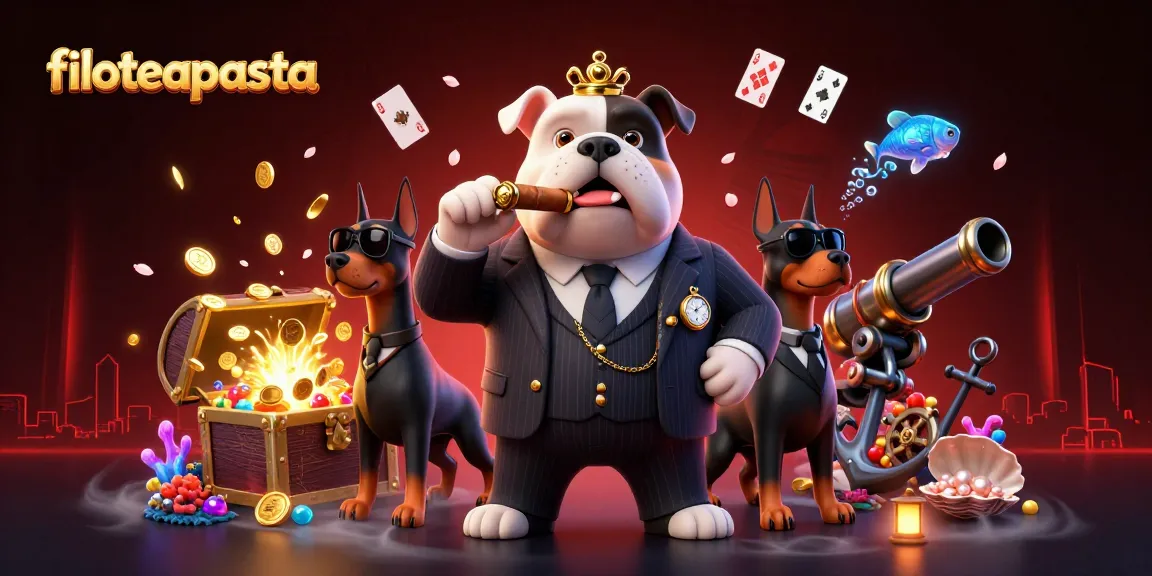 Filoteapasta showcases a mafia boss bulldog in a casino filled with treasures.