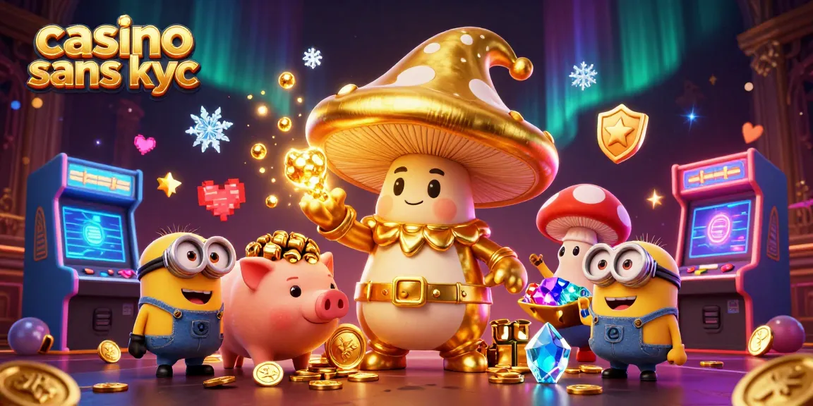 Jouez dans un casino sans KYC avec des personnages magiques, machines à sous colorées et une ambiance lumineuse.