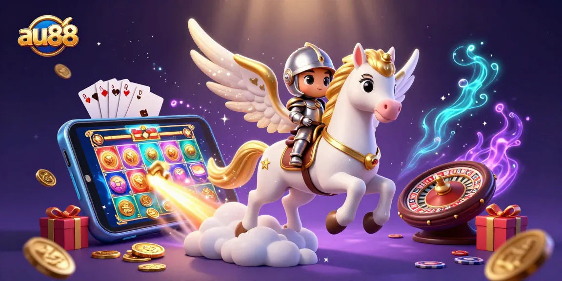 Engage with thrilling action in au88's colorful slot adventure featuring a magical horse and knight.