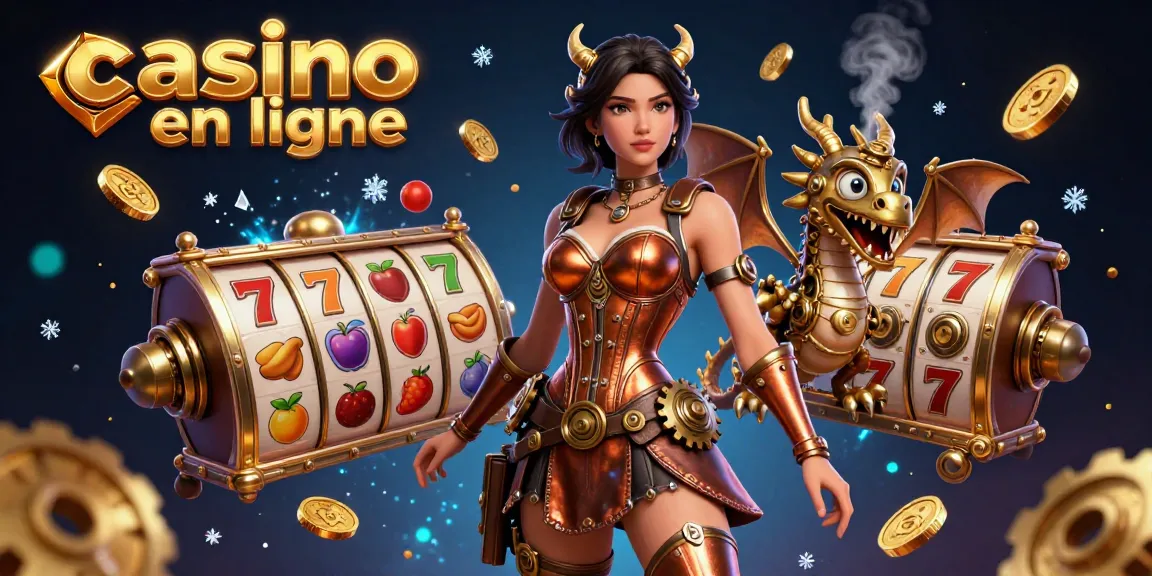 Engage with casino en ligne offerings in a vibrant, dynamic 3D scene featuring games, reels, and awards.