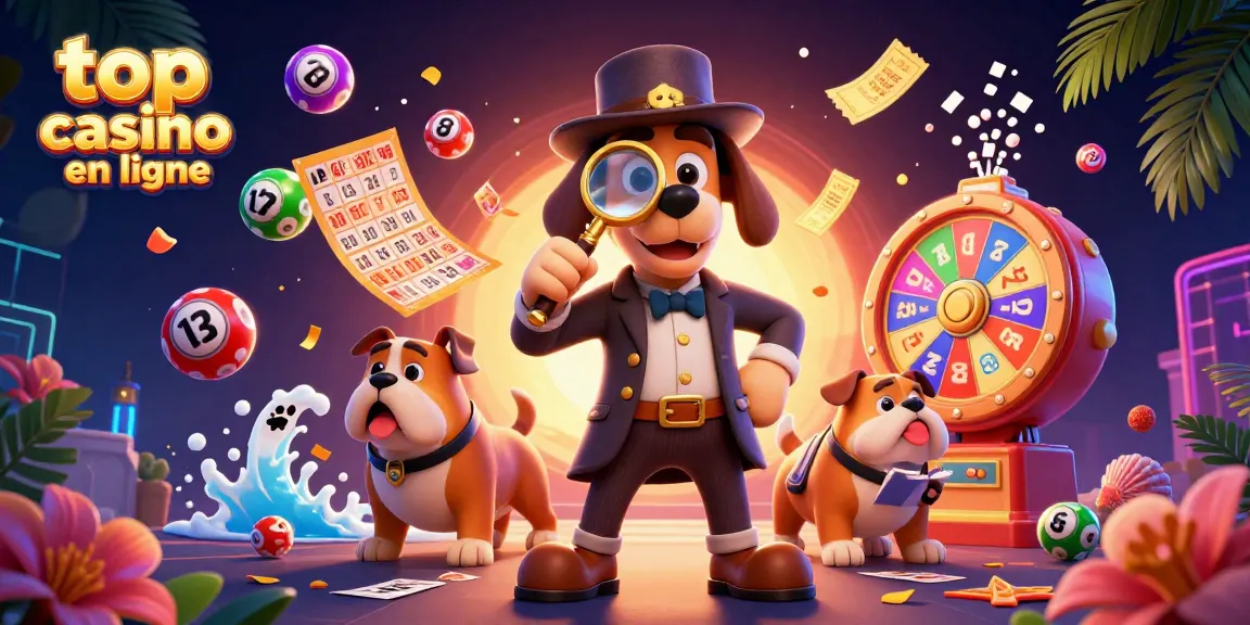 Jouez au top casino en ligne avec un détective cartoon cherchant des indices sur les jetons de poker.