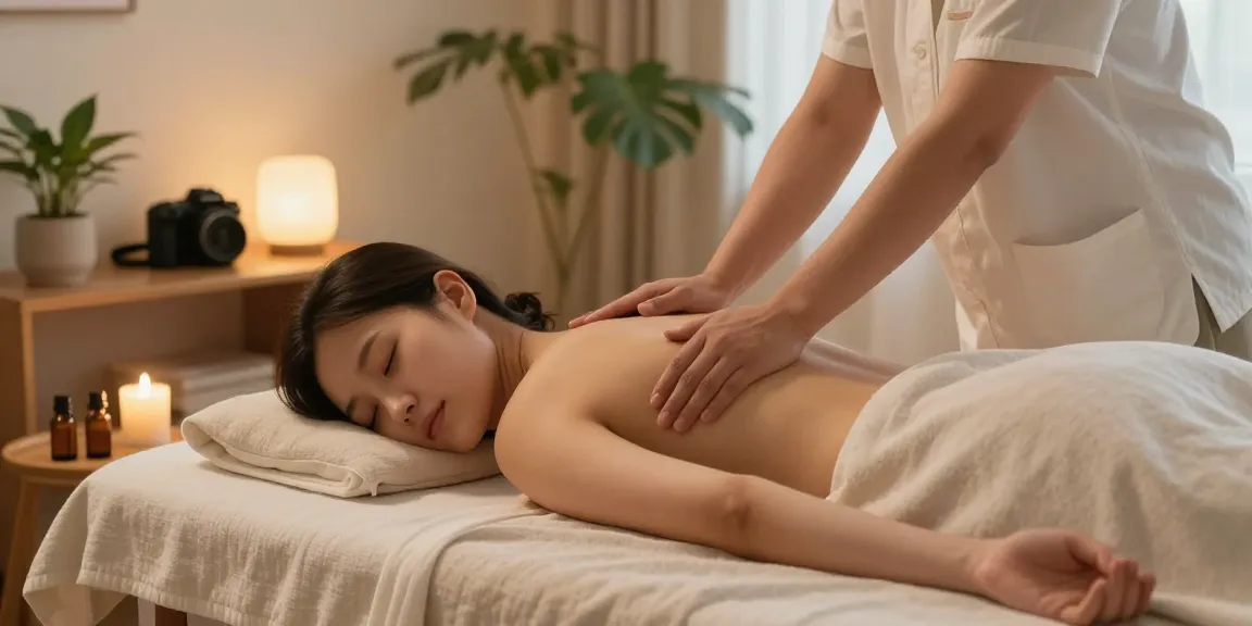 인천출장안마 중 편안하게 마사지를 받고 있는 고객의 모습과 아늑한 환경을 보여주는 이미지