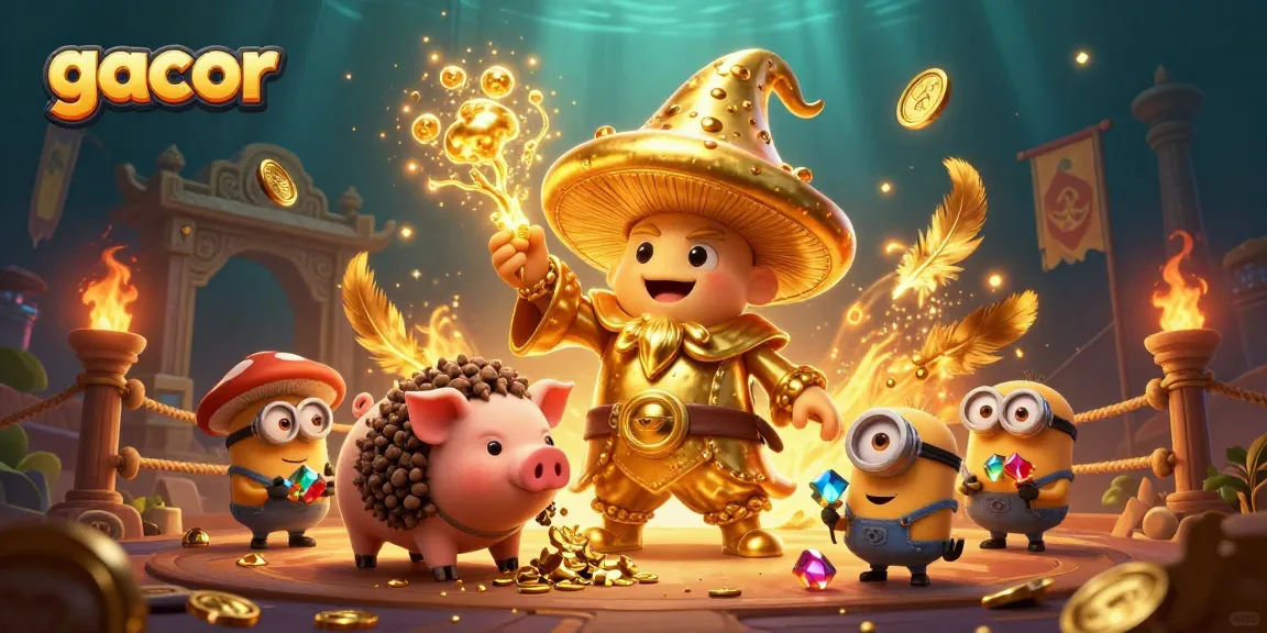 Experience the magic of gacor slots with a wizard turning everything gold in this vibrant casino scene.