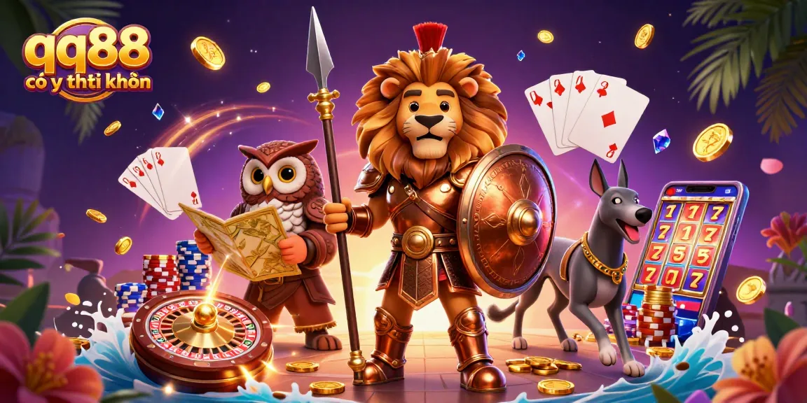 Engage with the exhilarating experience of qq88 có uy tín không through a 3D casino illustration filled with vibrant gaming elements.