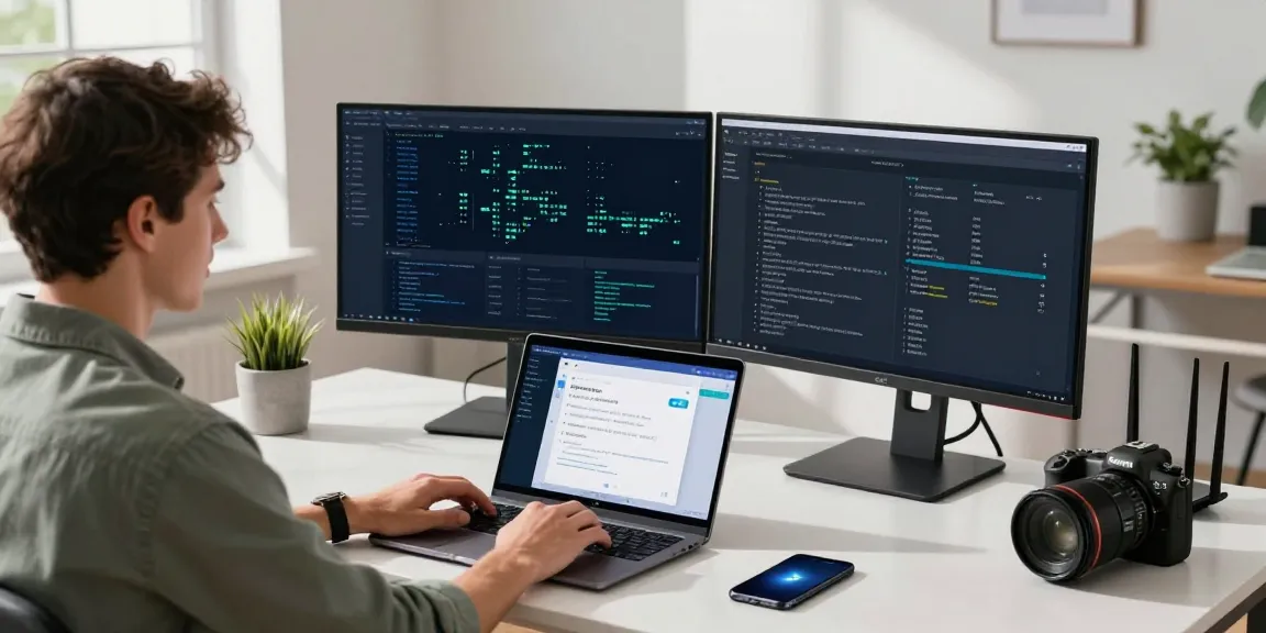 Telegram China proxy setup tutorial in a tech workspace, featuring a user configuring settings on a laptop.