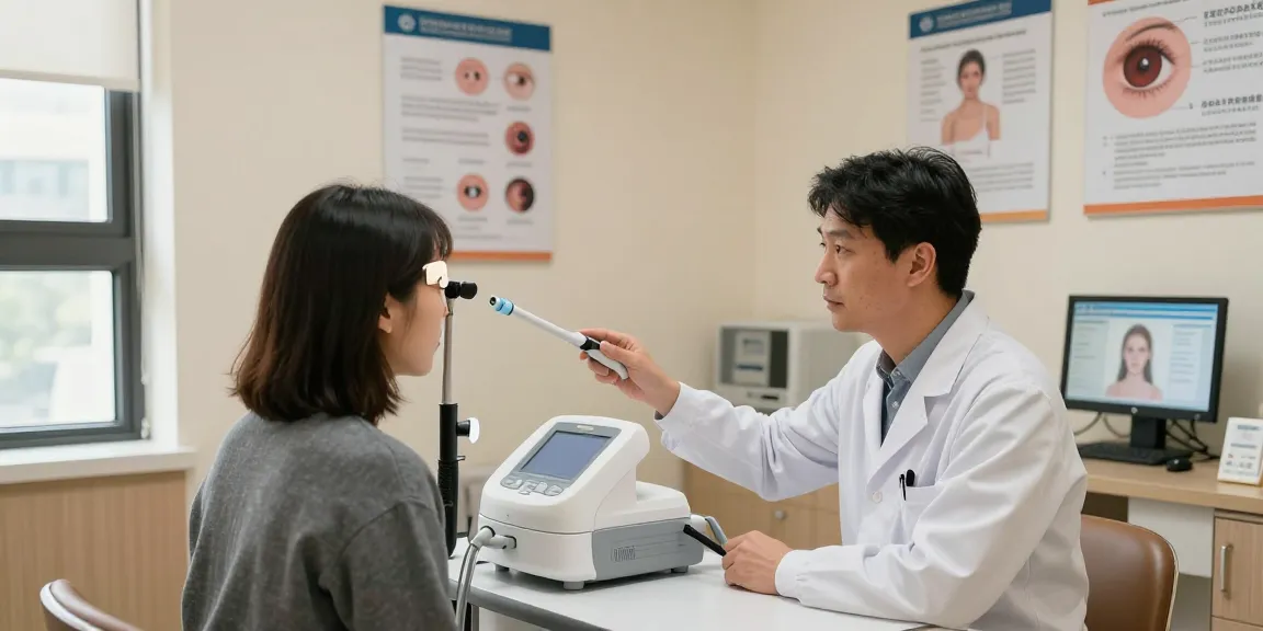 Patient receiving advanced dry eye treatment with IPL therapy in a modern clinic.