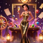 Interagisci con la lista casino online non AAMS in un casinò glamour con elementi dinamici della lotteria.