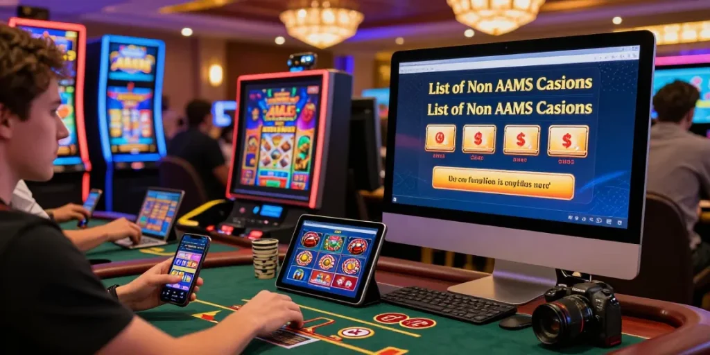 Engaging online casino experience showcasing lista casino online non AAMS with vibrant graphics and multiple devices.