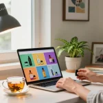Buy Kush Liquid Incense On Paper displayed on a laptop in a cozy home office